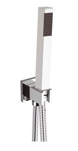 Набор для душа квадратной формы: лейка, шланг, держатель с водотводом, цвет золото