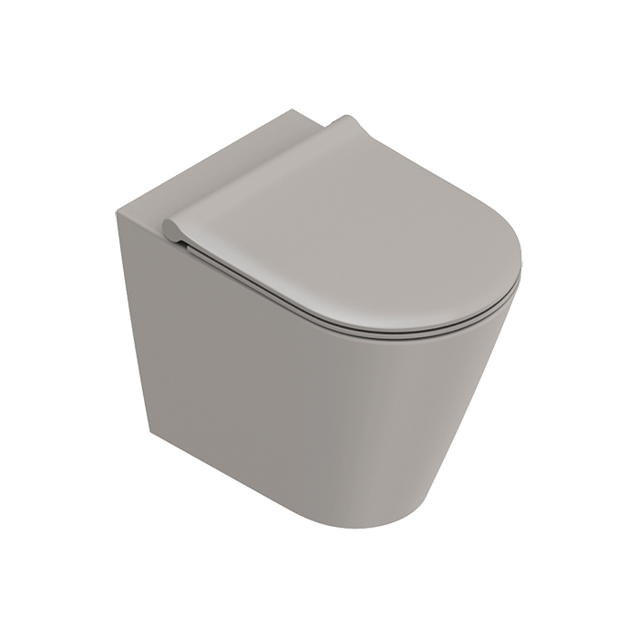 Унитазы Унитаз напольный 55x35, безободковый, универс.слив, смыв Tornado, покрытие Twinglaze+, без крепежа, цвет Tortora Satinato 