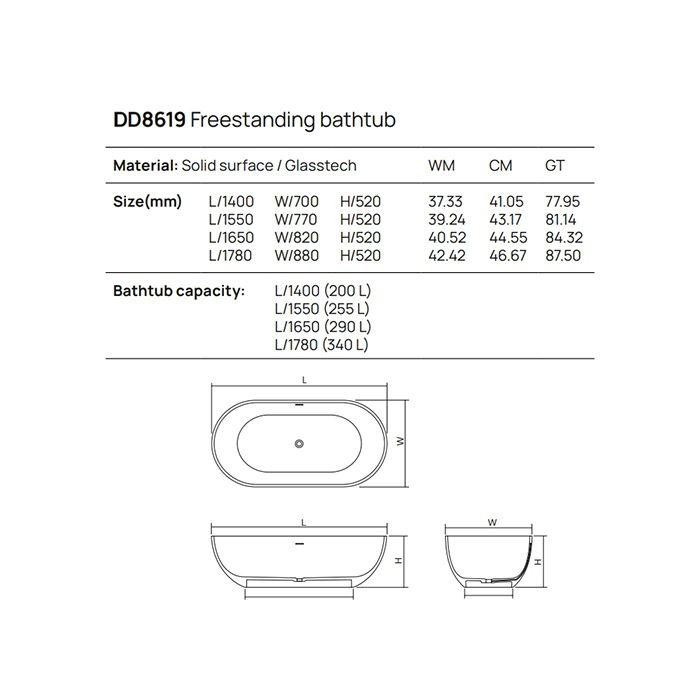 Ванны Ванна отдельностоящая 165x82xh52 см, материал: Glasstech прозрачная смола, цвет: Smoky Black R4 
