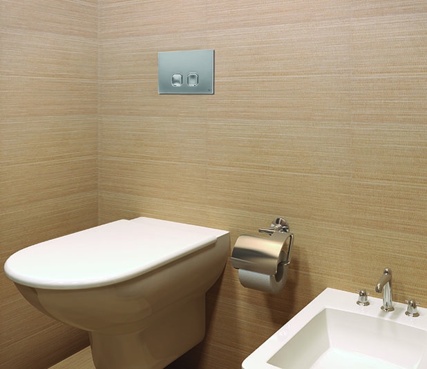 Системы инсталляции Панель механическая двойная PLAIN, пластик, хром матовый 