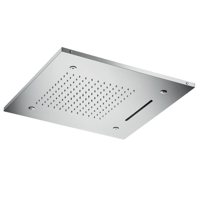 Душевая лейка потолочная встраив. с хромотер., 500х500 мм, 3 режима, цвет Mirror Stainless Steel