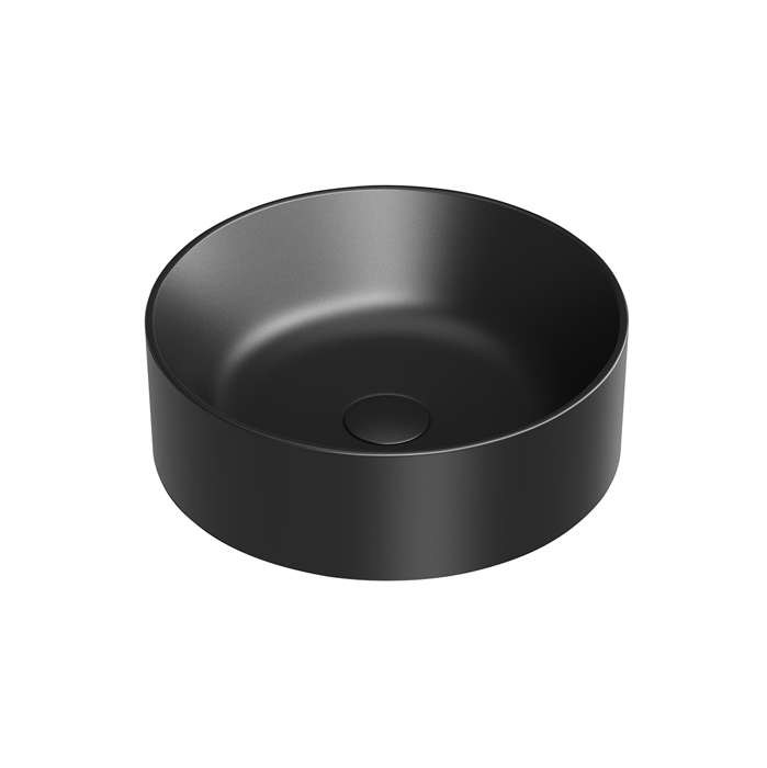 Раковины Раковина 40 см диаметр, на столешницу, без отверстий под смеситель, покрытие Cataglaze+, цвет черный матовый 