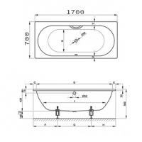 Ванны Ванна встраиваемая с шумоизоляцией 170x70x42 см, белая 