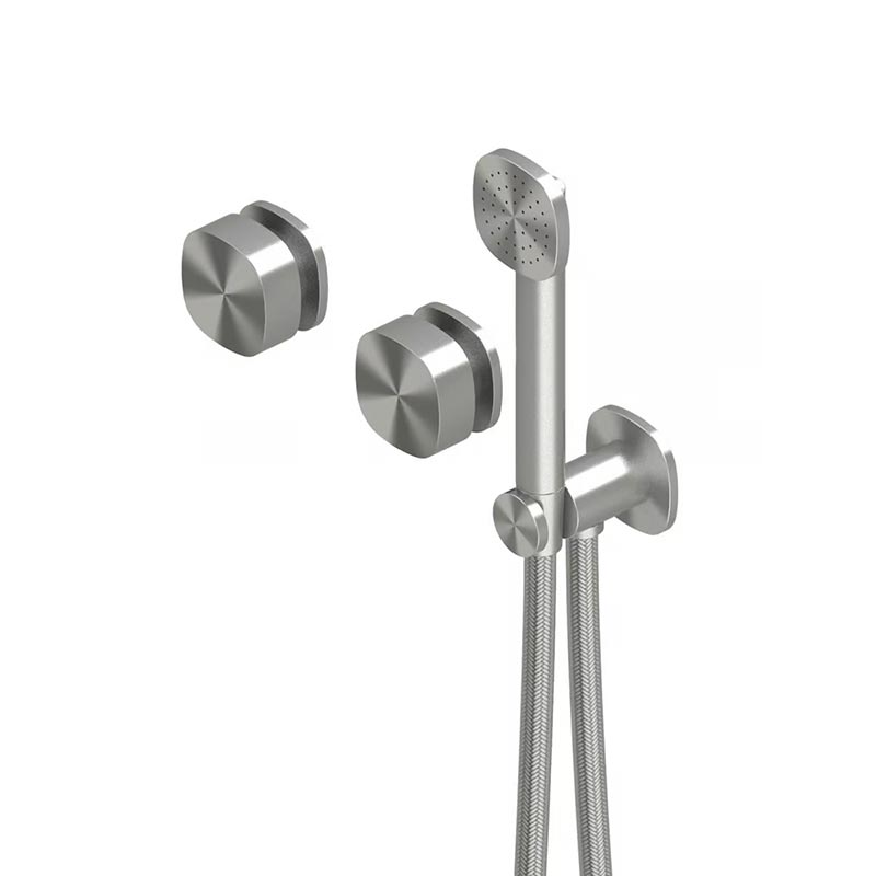 Смесители Группа смесителей из стены на два потребителя, brushed stainless steel 
