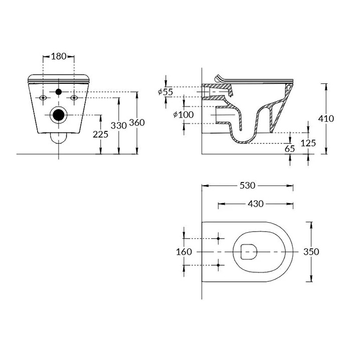 Унитазы Унитаз Modern подвесной безободковый с системой смыва RIM UP+ (Tornado), белый глянцевый 