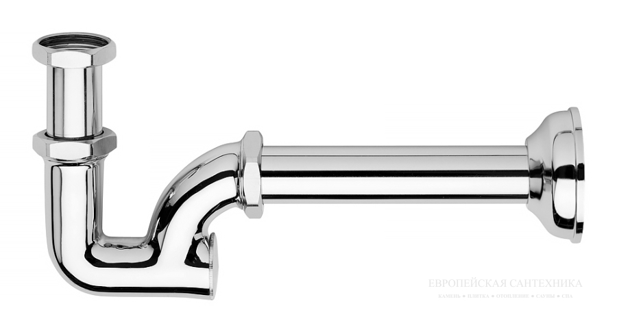 Образный сифон для раковины U- Sottolavabo, с доступом сзади, без слива, труба 24 см, с отражателем, цвет хром