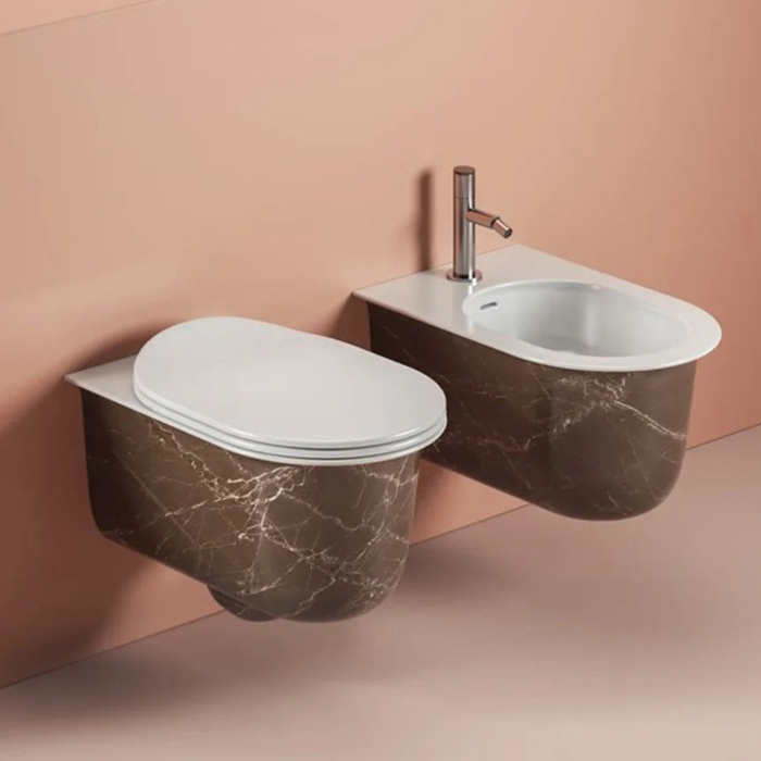 Биде подвесное 38х53 см, 1 отверстие, цвет bronze amani