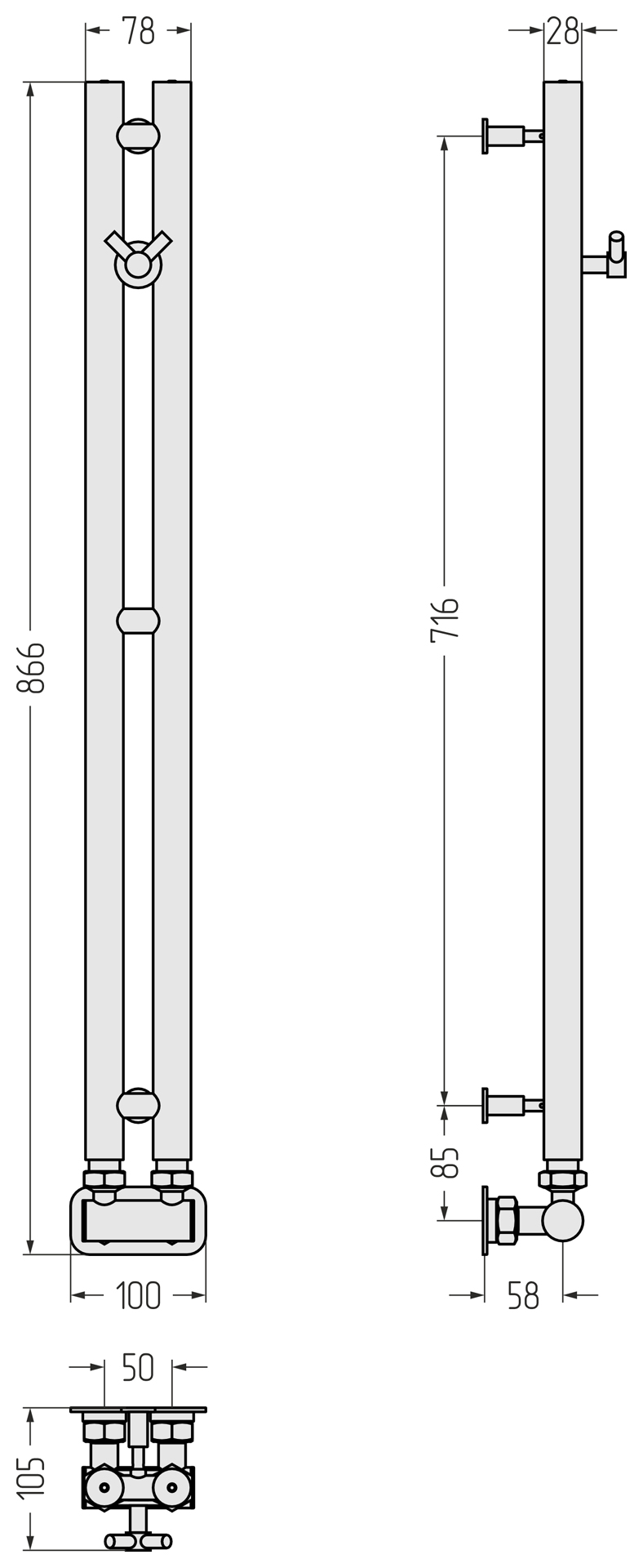 Полотенцесушители Полотенцесушитель 840х50 (Белый) 
