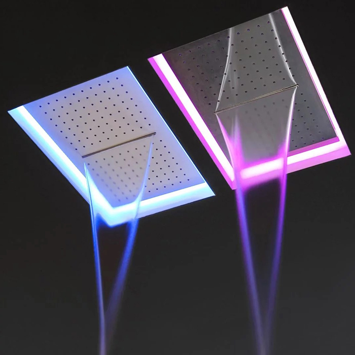 Душевая программа Встраиваемый верхний душ, 52x35x11см, с LED подсветкой, цвет: зеркальная сталь 