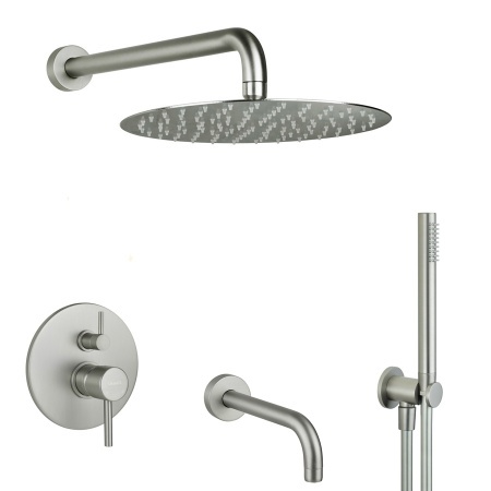 Душевая система с функцией наполнения ванны - комплект со смесителем, никель матовый
