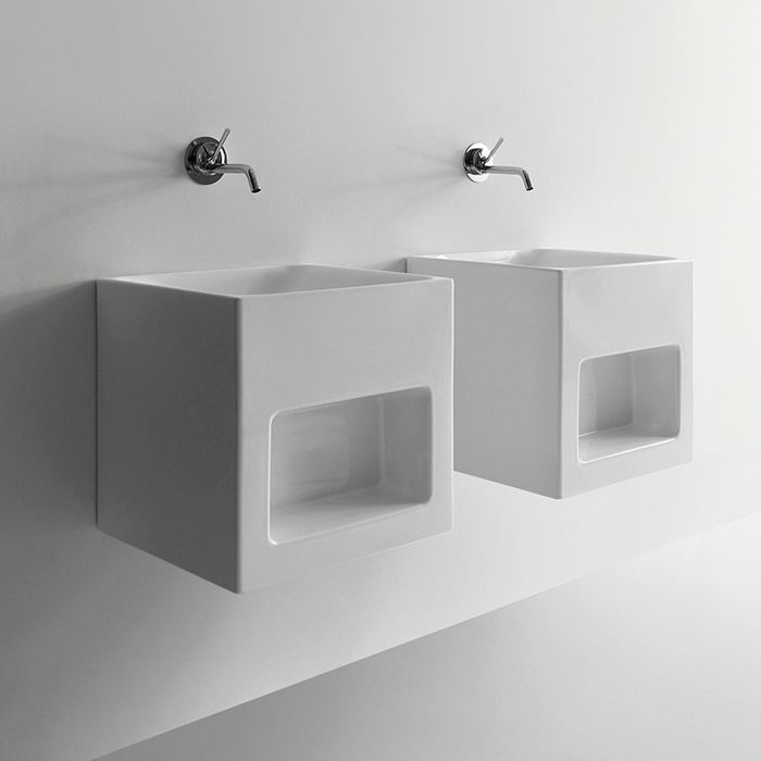 Раковина 45х45 подвесная без отверстий под смеситель, белая (снято с производства)