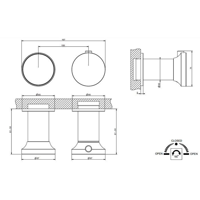 Смесители Смеситель настенный встраиваемый, термостатический, с переключателем на 2 положения, внешн часть, цвет никель шлифованный 