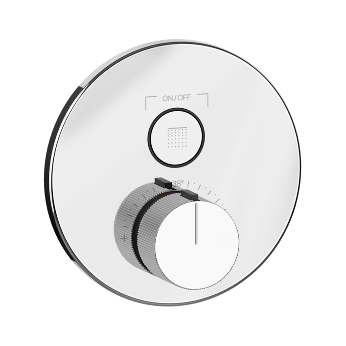 Смесители Смеситель настенный встраиваемый, термостатический, с 1 запорной кнопкой, цвет хром 