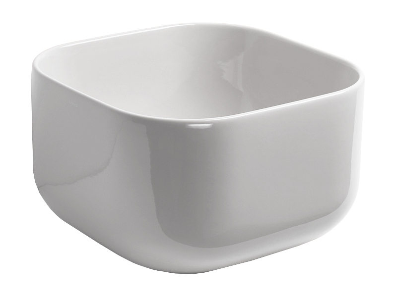 Раковина накладная квадратная, без отверстий под смеситель, цвет белый