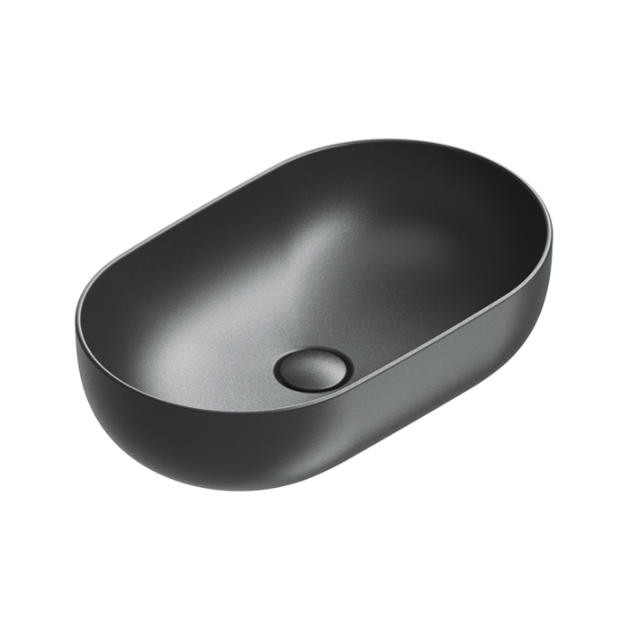 Раковины Раковина 60x37 h16 накладная, без отверстий под смеситель, покрытие Cataglaze+, цвет черный матовый 
