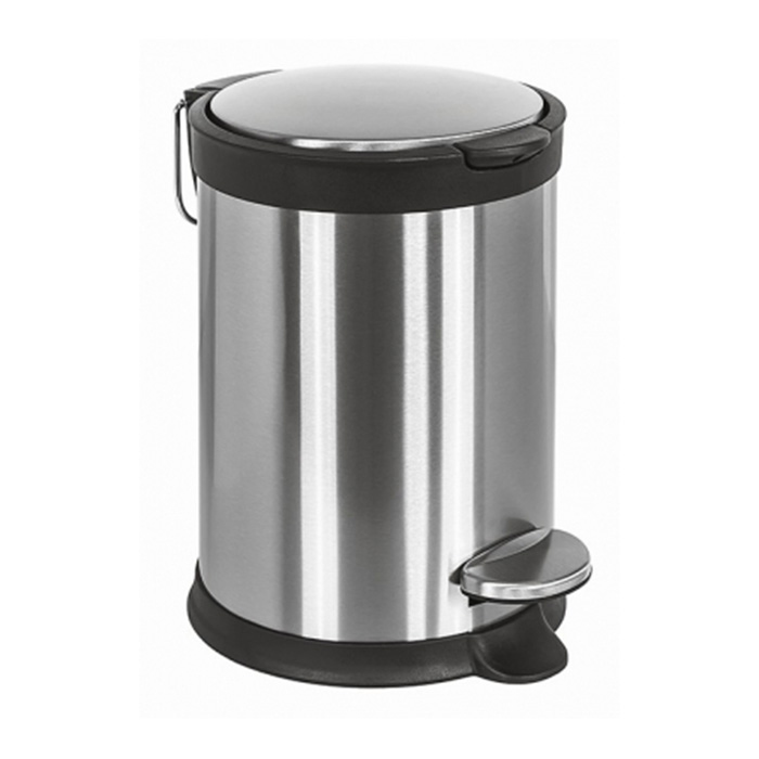 Ведро для мусора, 3л., с крышкой и педалью, цвет сталь/чёрный