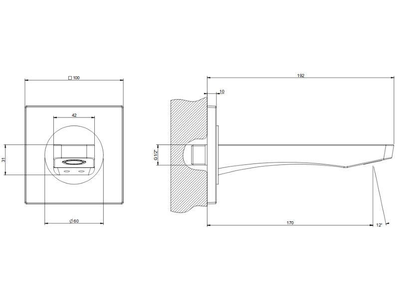Комплектующие Излив для ванны настенный, хром 