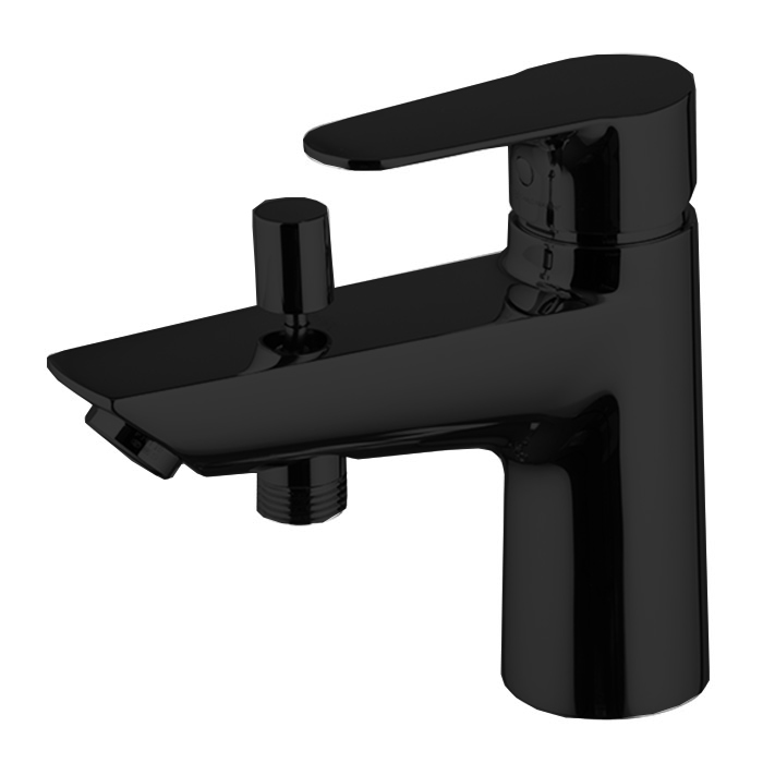 Смеситель для ванны, на 1 отв., с переключателем потоков, цвет чёрный матовый