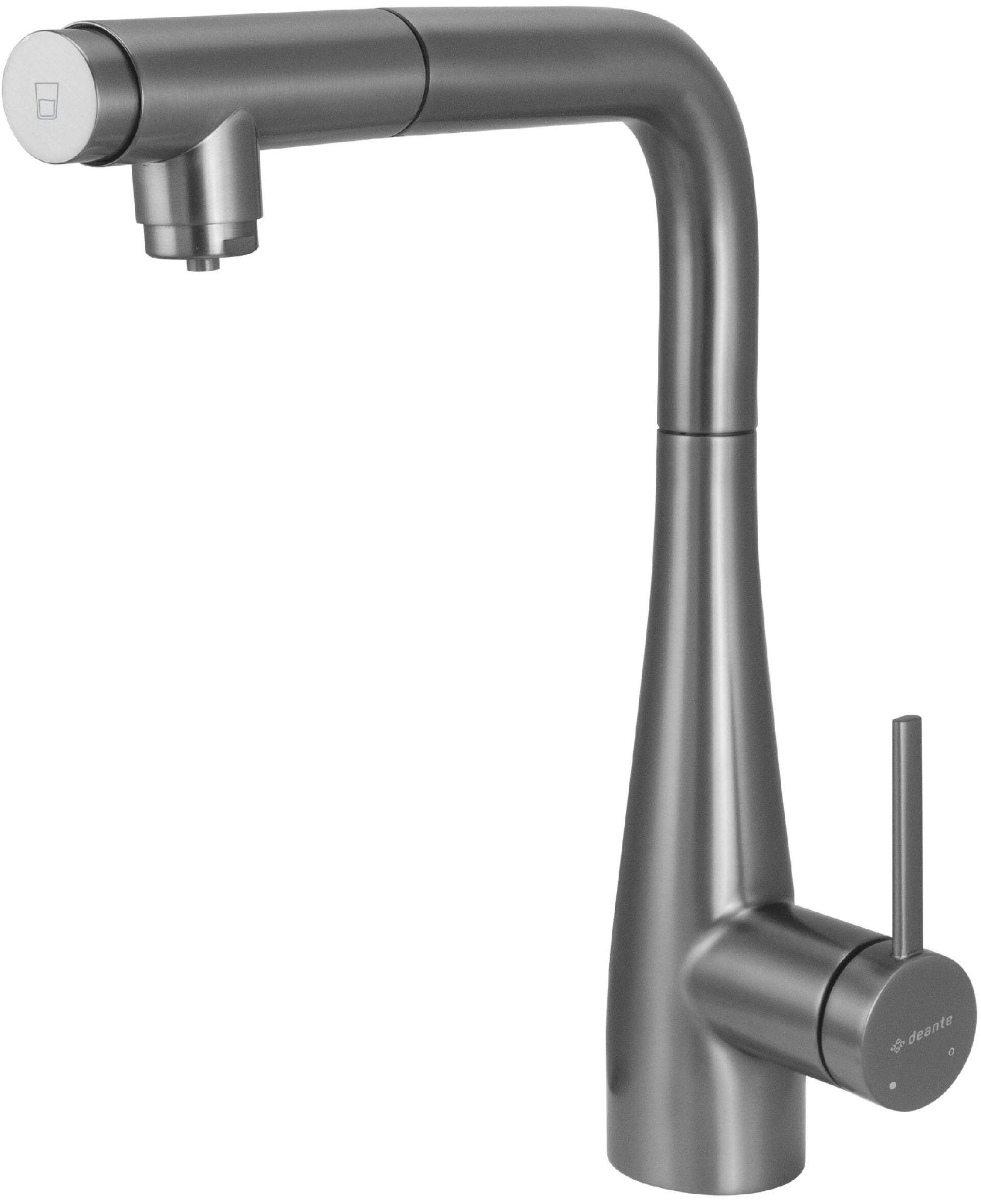 Смесители Смеситель для кухни, с подключением для фильтра воды и вытяжным изливом (титан) 