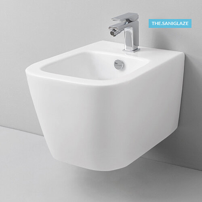 Биде подвесное 36х52 см, с 1 отв под смеситель, с креплениями, цвет белый. SANIGLAZE