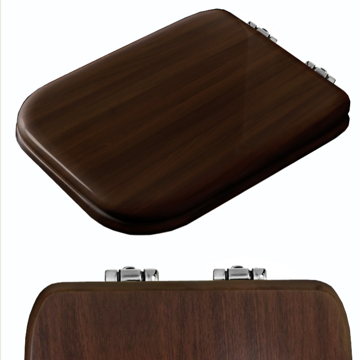 Сиденья для унитазов Сиденье для унитаза с микролифтом, цвет орех noce, петли хром 