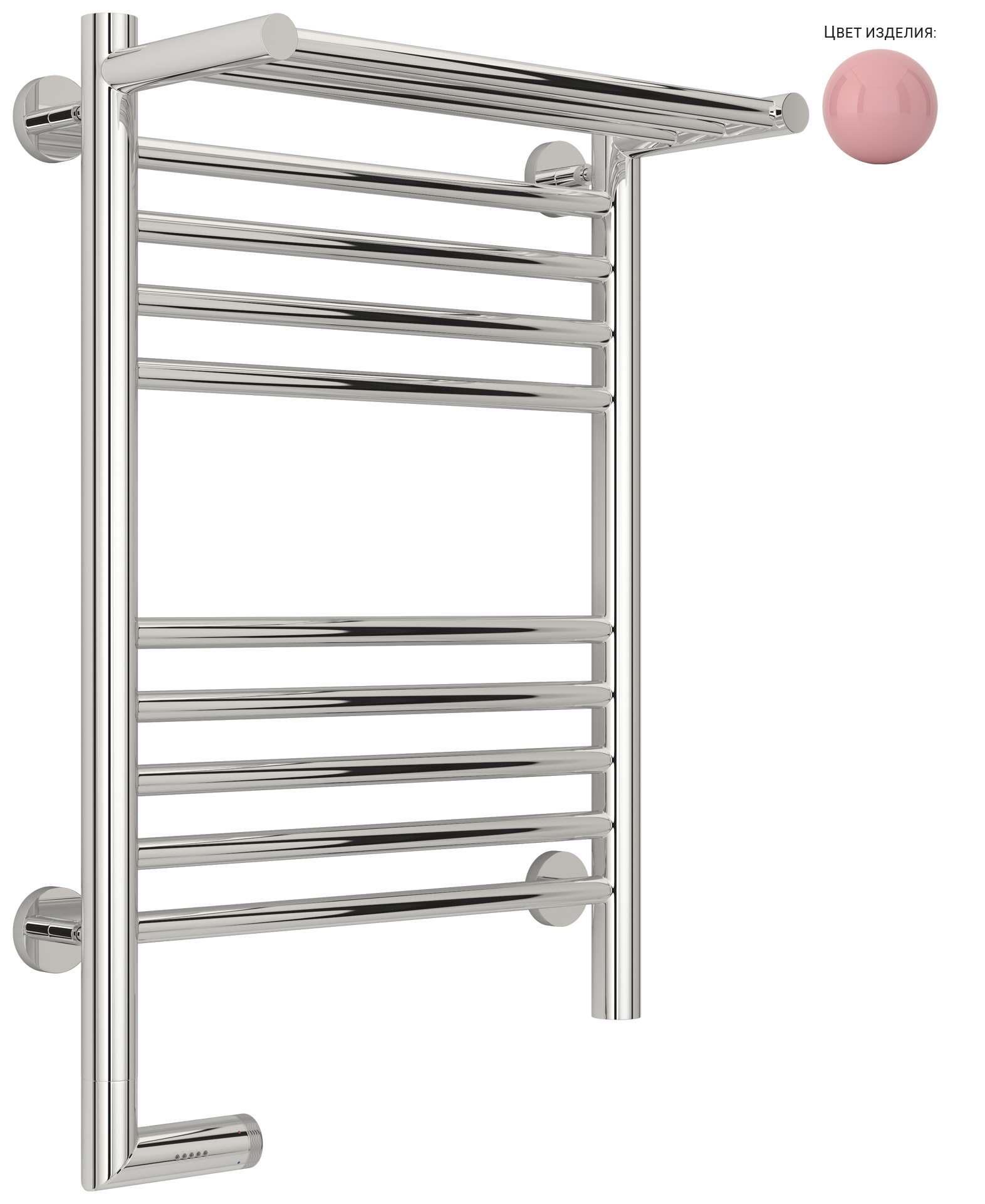 Полотенцесушители Полотенцесушитель электрический с одной полкой 600х400 / МЭМ левый (RAL 3015 Светло-розовый) 
