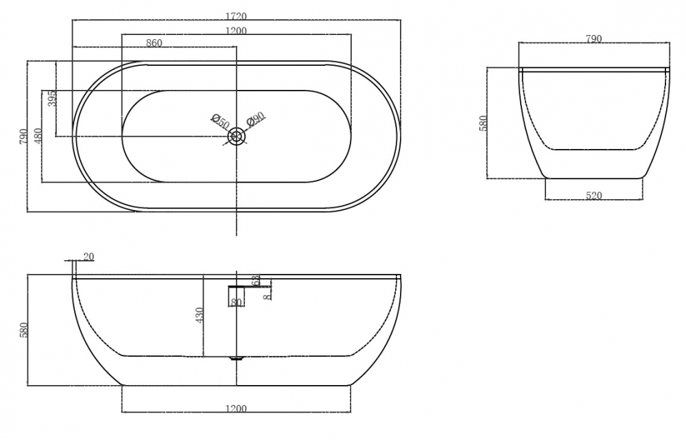 Ванны Акриловая ванна 172x79 