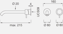 Смесители Настенный смеситель с краном. Длина макс. 215 мм MIL106 