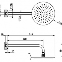 Душевая программа Верхний душ 250x250 черный матовый 