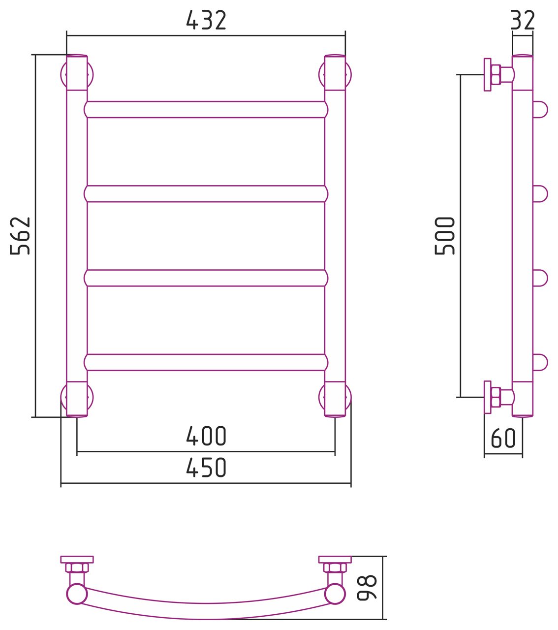 Полотенцесушители Дизайн-радиатор 500х400 