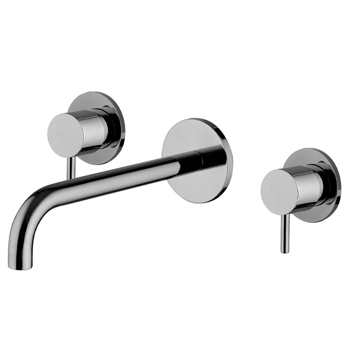 Смесители Смеситель для раковины встраиваемый, двухвентильный, излив 150 мм, с дон клап, внешн часть, цвет хром 