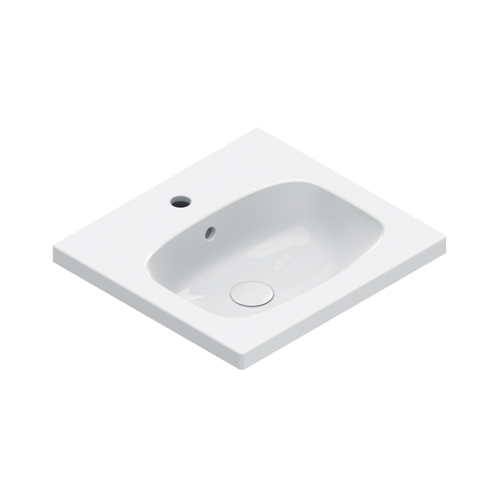 Раковины Раковина 50x46, с 1 отверстием под смеситель, покрытие Cataglaze+, цвет белый глянцевый 