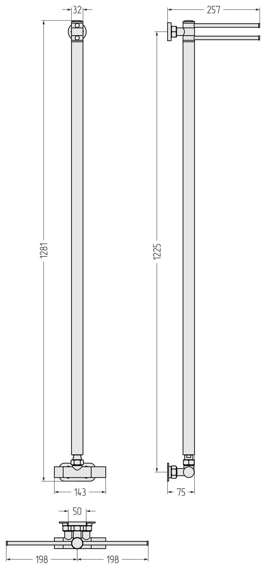 Полотенцесушители Полотенцесушитель 1200х50 (Сатин) 