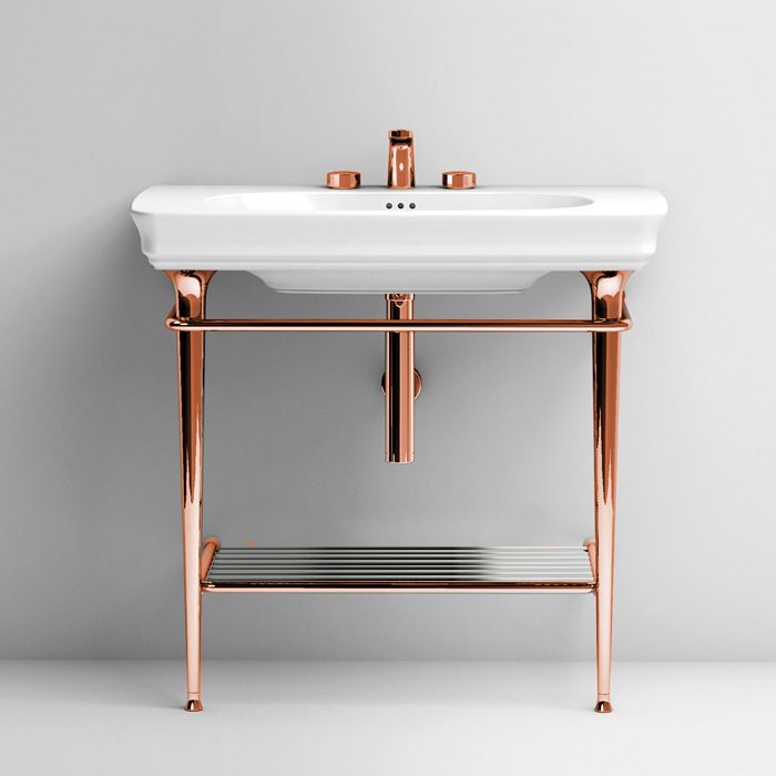 Мебель для ванной Металическая структура Quadra 70х40хh80,5см для раковины 90, полка сетка, цвет розовое золото 