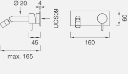 Смесители Настенный смеситель с настраиваемым краном. Длина макс. 165 мм MIL09 