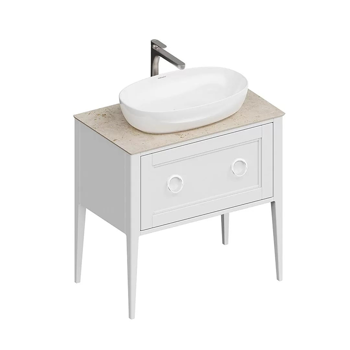 Мебель для ванной Тумба Classic NEO напольная 1+1 ящик 80, белая матовая 