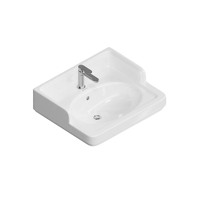 Раковина подвесная/мебельная 60x50x26,5 см, с 1 отверстием под смеситель, с переливом, цвет белый глянцевый