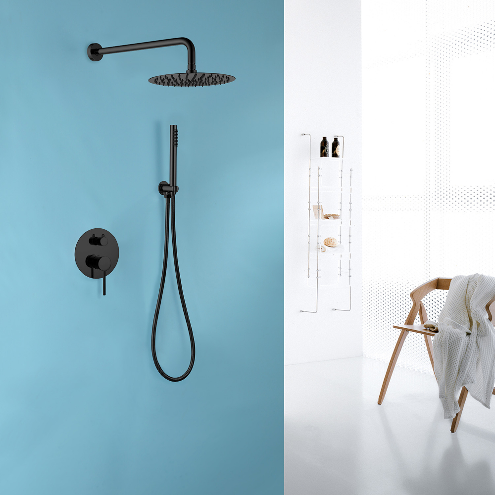 Душевая программа Душевая система скрытого монтажа без излива, черная матовая 