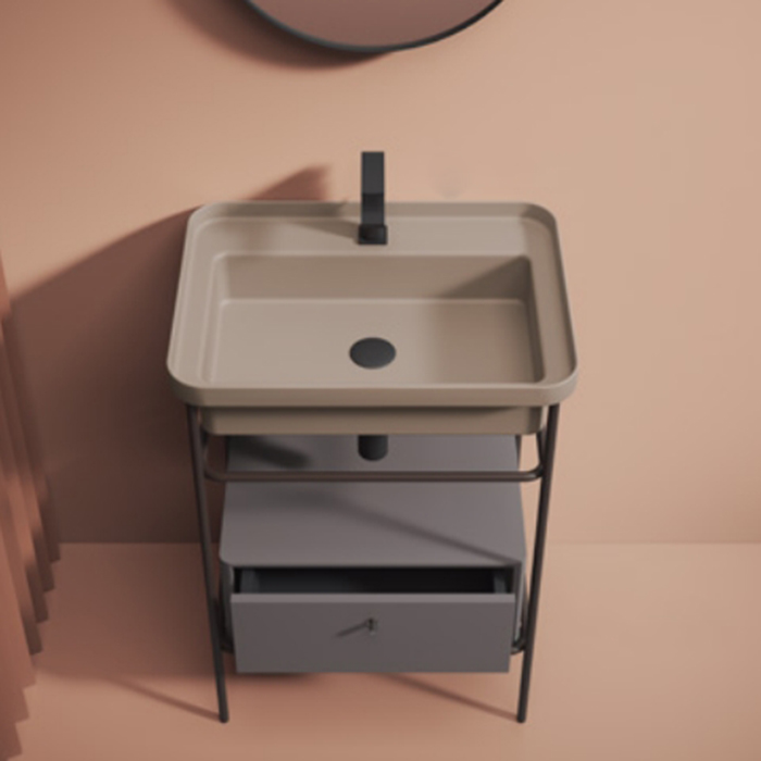 Мебель для ванной Artceram FUORI SCALA Консоль металлическая для прямоугольной раковины 60 см, цвет moka 