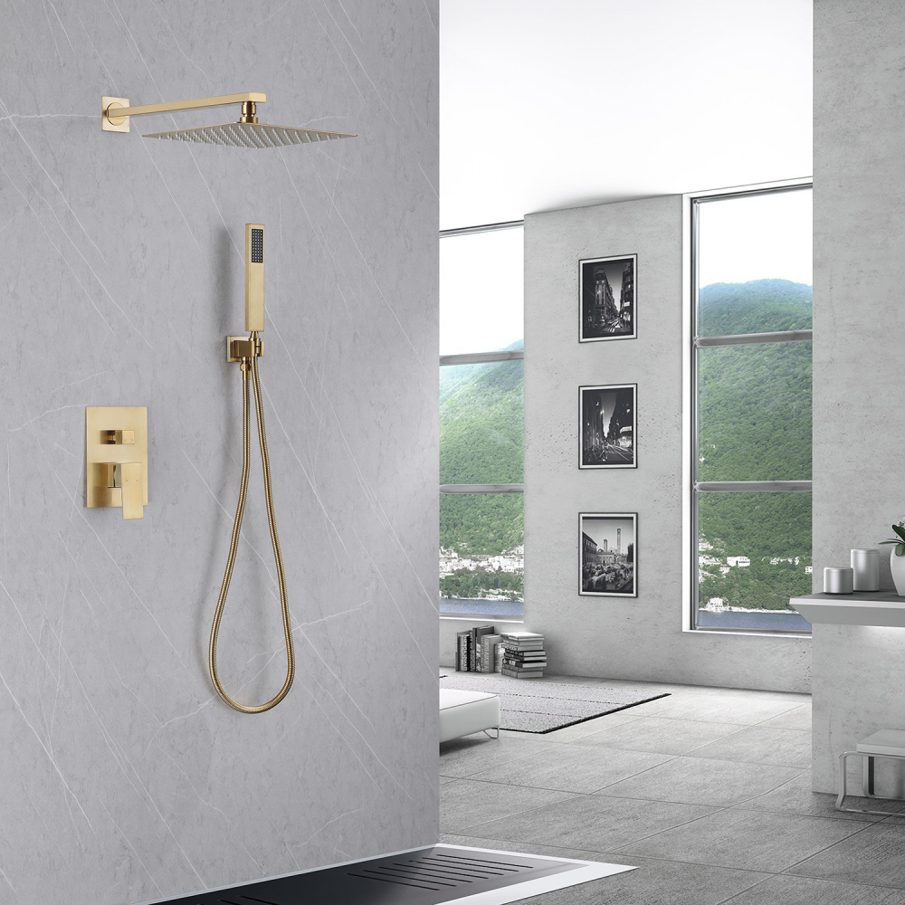 Душевая программа Душевая система скрытого монтажа без излива, золото матовое 