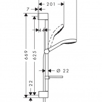 Душевая программа HG Croma Select E Vario Душевой набор: штанга 650mm, ручной душ 110, 3jet (Rain, IntenseRain, Turbo Rain), мыльница, шланг, цвет: белый/хром 