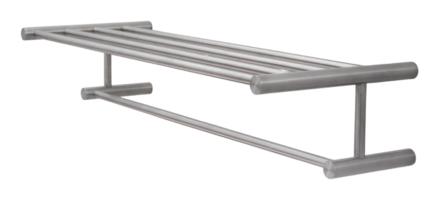Полотенцедержатель Stem, настенный, с полочкой, 600x220x120h мм, сталь, цвет сатинированная сталь