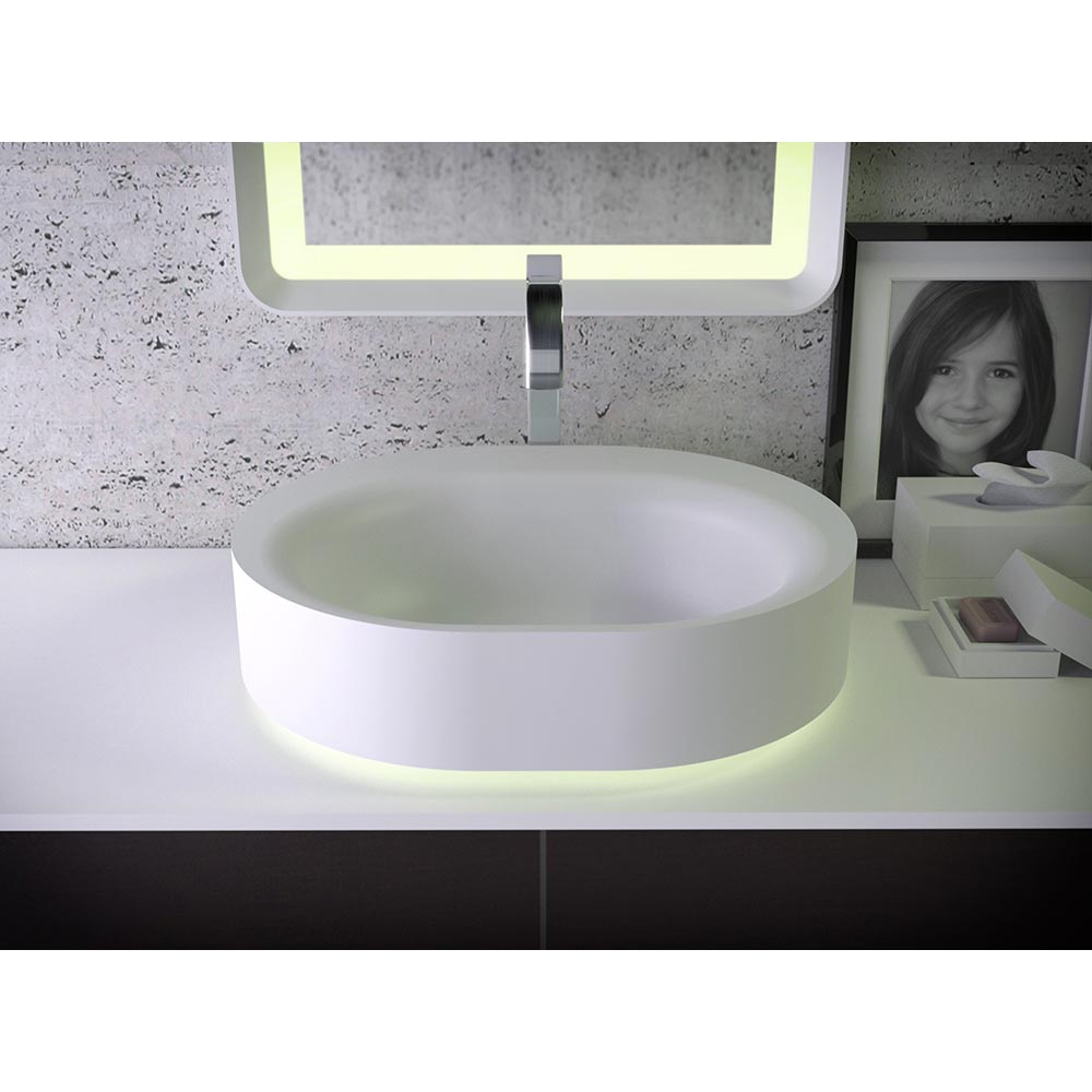 Раковины Раковина накладная 55х45х16 см, с подсветкой, цвет белый матовый. 