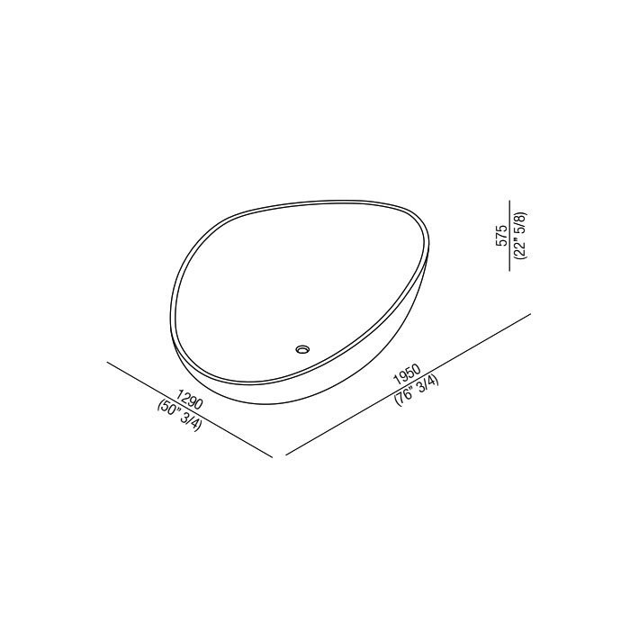 Ванны Ванна отдельностоящая 195х129х57.5 см, цвет: белая 