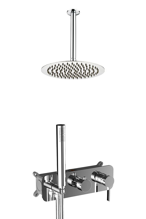 Душевая программа Душевой комплект ER235 на 2-3 потребителя, с потолочным кронштейном, цвет хром 
