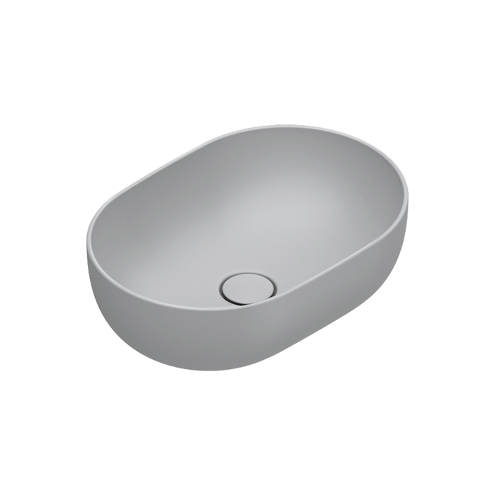 Раковины Раковина 50x35 h16 накладная, без отверстий под смеситель, покрытие Cataglaze+, цвет Cemento Satinato 