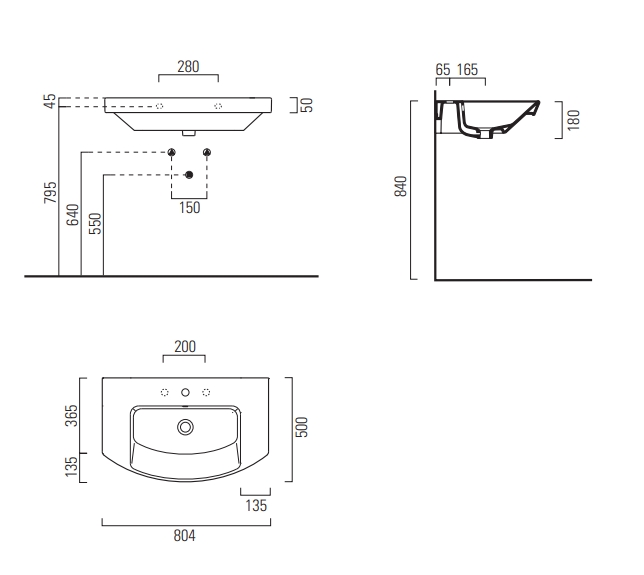 Раковины Раковина подвесная/встраиваемая 500x800 мм 