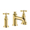 Смесители Смеситель для раковины, на 3 отверстия, излив 143 мм, со сливным гарнитуром, цвет полированное золото