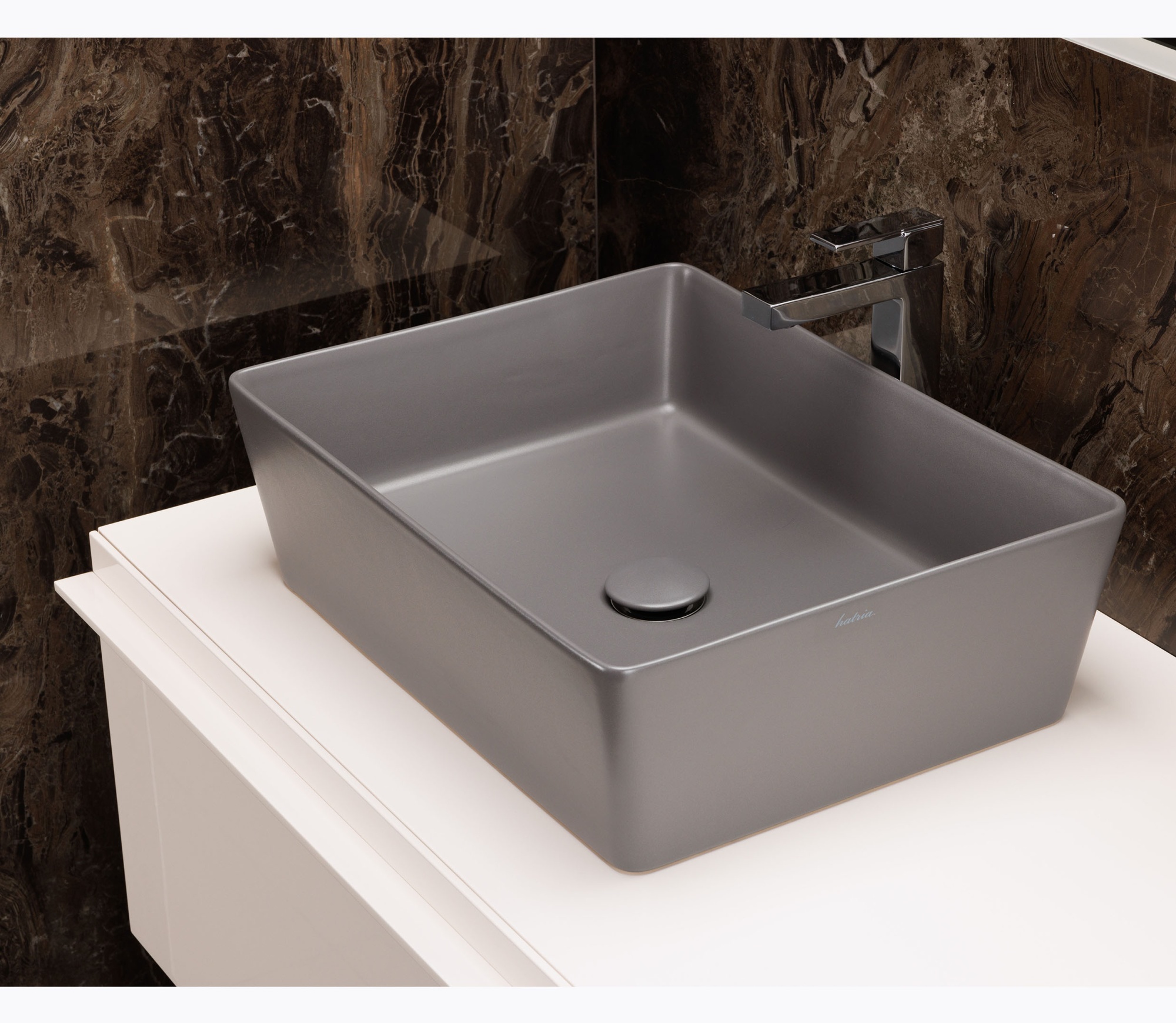 Раковины Раковина накладная, без отверстий для смесителя, без перелива, антрацит 