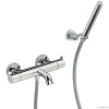 Смесители Смеситель термостатический настенный для ванны/душа с ручной лейкой, держателем и шлангом, цвет хром